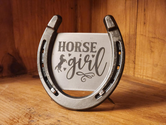 Lucky American Designs custom 'Horse Girl' horseshoe decor, perfect for horse lovers