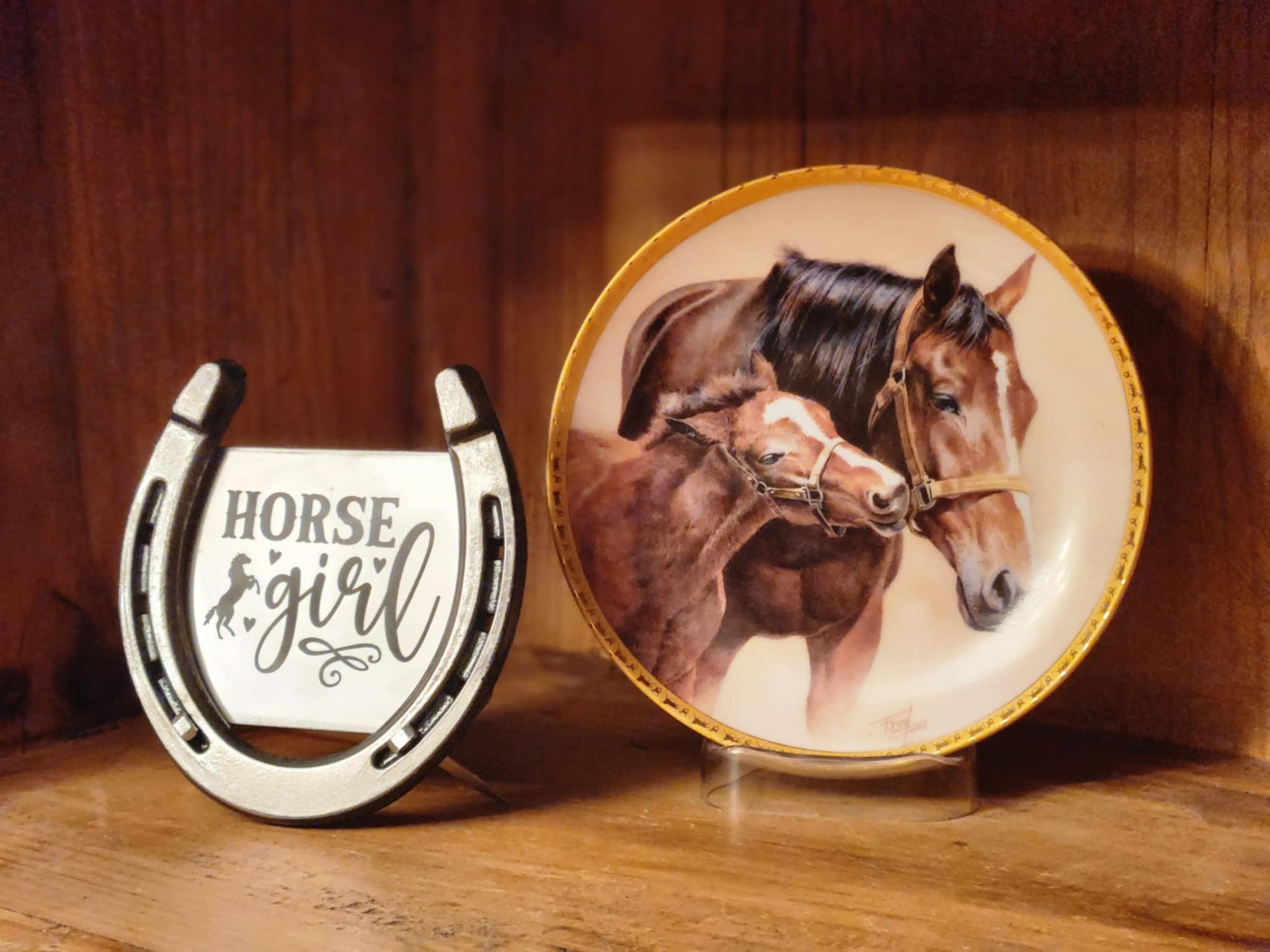 Handmade 'Horse Girl' horseshoe gift with rustic finish, perfect for equestrian decor and horse loving girls.